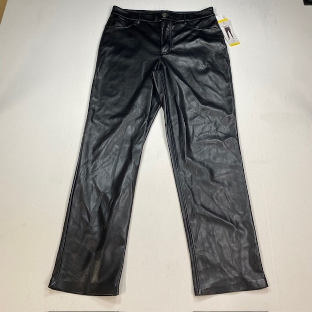 Joie Black Vegan Leather Straight Leg High Rise Pants JEI000 Black Size 8 NEW